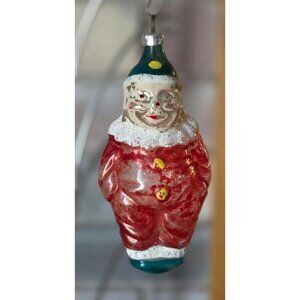 Vintage Glass Figural Clown Christmas Ornament Collectible w Mica